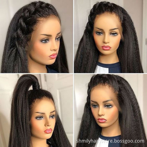 100% Brazilian Human Hair Wigs Kinky Straight Lace Front Wig Pre Plucked HD Transparent Lace Wig Raw Hair Wholesale Vendor